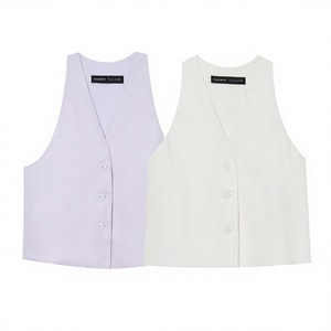 เสื้อกล้ามผู้หญิง MYST&ZA คอลเลคชั่นฤดูร้อน 2026 รุ่นใหม่ แฟชั่นวินเทจรักษ์โลก เรียบง่าย ใช้งานได้หลากหลาย ผลิตจากผ้าสแปนเด็กซ์/โพลีเอสเตอร์ สีพื้น - Product Image 2