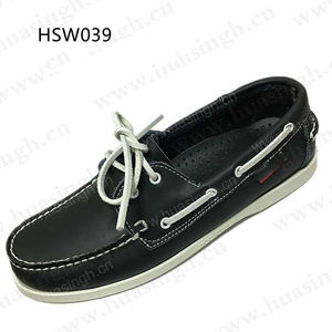 LXG-mocasines planos informales de corte bajo, zapatos náuticos con cordones, color negro, populares, de fábrica de África, precio barato, HSW039 - Product Image 1