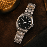 Montre à quartz multifonctionnelle pour homme, boîtier en acier inoxydable, bracelet en acier inoxydable, étanche, montre-bracelet pour homme