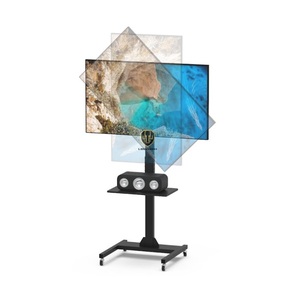 Carrito de TV de Aluminio para Sala de Conferencias con Estante Inclinable 10° Arriba/Abajo, Giratorio 360°, Pantalla de 32+, Capacidad de 220 LBS - Product Image 1