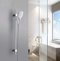 Pommeau de douche à main en plastique chromé à tête circulaire avec bouton interrupteur, jet pluie et massage, design moderne