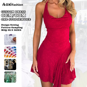 <span class=keywords><strong>Robe</strong></span> Courte Décontractée et Élégante pour Femme, Col en V, Sans Manches, en Dentelle et Tissu Résille, Vêtements Y2K Personnalisés pour Fabricants de Mode - Product Image 2