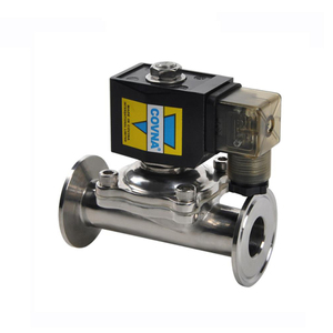 Vanne solénoïde sanitaire COVNA normalement fermée à trois colliers, en acier inoxydable 304 de qualité alimentaire - Product Image 1