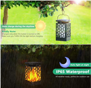 Linternas solares de llama parpadeante para exteriores mejoradas, luces LED decorativas colgantes impermeables de Navidad para Patio, cubierta Solar - Product Image 5