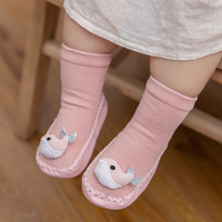 Chaussettes en cuir pour bébés, chaussons à la mode avec tête d'animal de dessin animé 3D, 1 paire