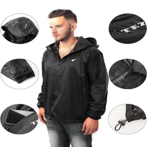 Yeni kazak kapşonlu su geçirmez rüzgarlık ceket hafif naylon ucuz Streetwear spor boş özel erkek rüzgarlık