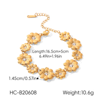 Bracelet en acier inoxydable plaqué or 18 carats avec petit diamant floral, bijoux polyvalents haut de gamme de luxe léger pour femme