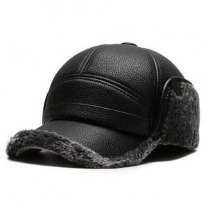 Chapeau d'hiver pour homme, papa, grand-père, en cuir PU épais et chaud, avec protection pour les oreilles - Product Image 4