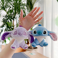Peluche pendentif petite de 12 cm, motif Stitch violet, pour accessoires de machine à poupées, sacs et cadeaux, vente en gros