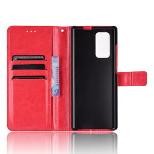 Nouvelle <span class=keywords><strong>coque</strong></span> de protection en cuir PU motif Crazy Horse avec dragonne pour LG Wing 5G, étui portefeuille pour téléphone portable - Product Image 3