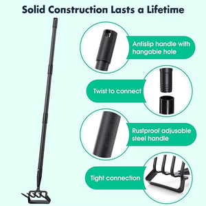 Heavy Duty Adjustable Garden Fork - <b>Lawn</b> <b>Aerator</b> Tiller Fork <b>for</b> Soil Loosening & Yard Maintenance, Durable Metal Gardening <b>Tool</b> - Product Image 5