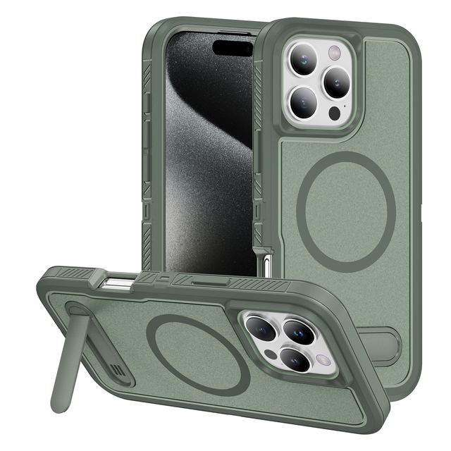 Heavy Duty Kickstand Magnetic Case for iPhone 16 Pro Max 16 Plus 15 Pro Max 14 13 12 11 Drop Protection Frosted Hard Cover Case