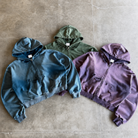 TOPSHOW Manufacturers Streetwear Custom Ripped 450 500 Gsm 100% Cotton French Terry Distressed Zip up Hoodie