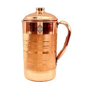 Carafe à eau en cuivre faite à la main avec couvercle, design classique, écologique, passe au lave-vaisselle, emballage cadeau pour la maison et l'hôtellerie - Prix - Product Image 1