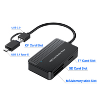 Lector de Tarjetas USB 3.0 Tipo-C 4 en 1 Usado, Compatible con CF/SD/TF/MS, Velocidad de Transferencia de 5 Gbps, Compatible con Laptops, en Stock