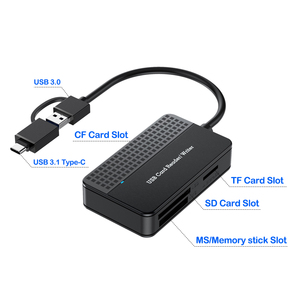 Lecteur de cartes USB 3.0 Type-C 4-en-1 d'occasion avec prise en charge CF/<span class=keywords><strong>SD</strong></span>/TF/MS, vitesse de transfert de 5 Gbps, compatible avec les ordinateurs portables, en stock - Product Image 2