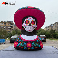 Tête de sorcière gonflable géante et colorée avec boucles d'oreilles, tête de crâne gonflable pour la décoration de fête d'Halloween