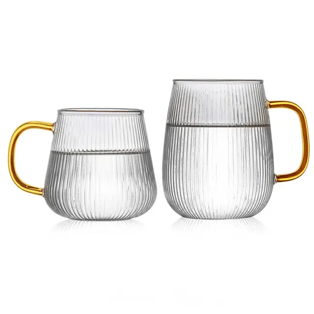 450ml 600ml grande volume cina all'ingrosso fatto a mano a parete singola in vetro borosilicato tazza di tè con manico