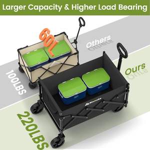 चार पहिया भारी शुल्क भंडारण वैगन कार्ट कार्बन स्टील ऑक्साइड कपड़े 220 एलबीएस क्षमता फोल्डेबल डिजाइन शिविर - Product Image 2