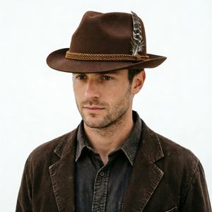 Sombrero Fedora Tradicional Alemán de Fieltro para Oktoberfest con Pluma y Banda Trenzada para Disfraces de Festival Bávaro, Fiestas y Actuaciones Escénicas - Product Image 5