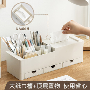 Shidai Liangpin Pen Holder Plastic Square Desktop Storage Box With Drawers For Office Student Stationery Organization - Product Image 5