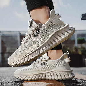 Zapatos de verano para hombre, zapatos de trabajo informales transpirables Flyweave con suela gruesa, zapatos deportivos para correr al aire libre - Product Image 4