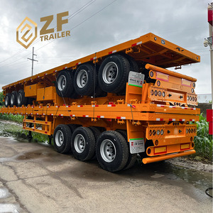ราคาโรงงาน OEM/ODM รถบรรทุกพ่วงพื้นเรียบ 5 เพลา ขนาด 20 ฟุต 40 ฟุต สำหรับขนส่งตู้คอนเทนเนอร์ 60 ตัน รถพ่วงเหล็ก ZF-Trailer - Product Image 6