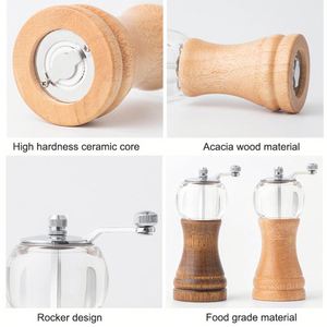 Nuevo Molinillo Manual de Sal y Pimienta de Madera Ecológico Premium Personalizado con Ventana Acrílica y Mango de Presión - Product Image 4