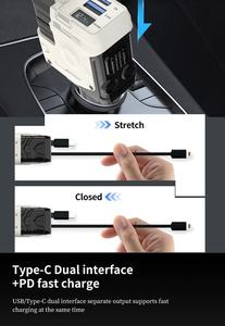 Caricabatterie per Auto Retrattile 120W 4 in 1 Caricatore Rapido con Cavo Retrattile e 2 Porte USB Adattatore per Telefoni Cellulari - Product Image 6