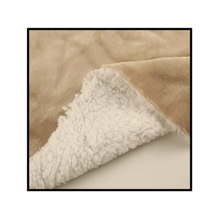 Khaki Flanell gebundener beige Sherpa Stock Fleece Stoff für Decke