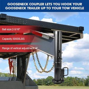 <span class=keywords><strong>Attelage</strong></span> de remorque robuste à tube rond col de cygne avec goupille de charge, <span class=keywords><strong>boule</strong></span> de 2-5/16 pouces, réglage de capacité, attache de quinzième roue de 8 pouces - Product Image 6