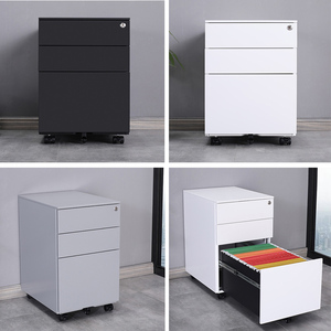 Armoire de rangement en acier à trois tiroirs pour bureau, meuble latéral sous le bureau, casier mobile – Offre Spéciale - Product Image 4