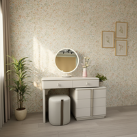 Table de maquillage professionnelle en MDF pour salon, miroir HD, plusieurs tiroirs, tabouret professionnel, sur mesure