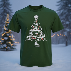 Camiseta navideña con diseño de árbol de Navidad y patinaje sobre hielo, diseño deportivo de invierno - Product Image 3