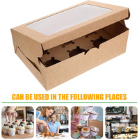 Vente en gros d'emballage en papier kraft de qualité alimentaire imprimé sur mesure pâtisserie blanche boulangerie biscuits mini 12 cupcakes avec fenêtre