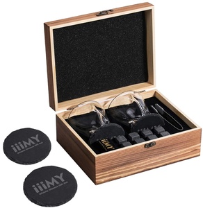 Amazon Hot Selling gift sets Whiskey Ice Stones Whiskey Stones Wooden Gift Box Gift Set with thongs