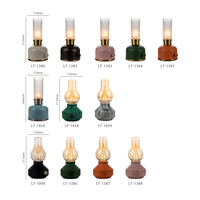 Vintage Wiederaufladbare Kabellose Tischlampe mit Dimmer Kleine Batteriebetriebene Leuchten Bernsteinfarbene Handgeblasene Glas-Petroleumlampe