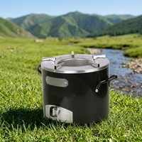 Poêle à bois en acier inoxydable épaissi avec double poignée, portable pour le camping en extérieur, idéal pour les pique-niques et la cuisine en milieu sauvage
