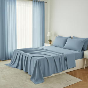 American Top Sale <strong>King</strong> Size <strong>Super</strong> Soft Luxury Solid Embroidery 8PCS Bed <strong>Sheets</strong> with Sheer Curtains <strong>Extra</strong> 4Pillowcases for Hotel - Product Image 6