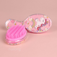Nouvelle brosse à cheveux ovale mini 2026 avec paillettes, effet sable mouvant, antistatique, démêlante, format de poche, pour voyage, enfant, fille, mignonne, brosse à cheveux scintillante