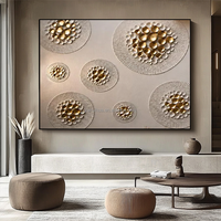 Peinture 3D artisanale avec feuille d'or, style luxe haut de gamme, pour fond de canapé de salon/salle à manger