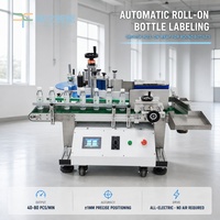 Machine d'étiquetage automatique électrique à rouleaux pour bouteilles, avec moteur en bois, pour les industries des boissons, pharmaceutiques, alimentaires et chimiques, utilisation sur table, avec convoyeur