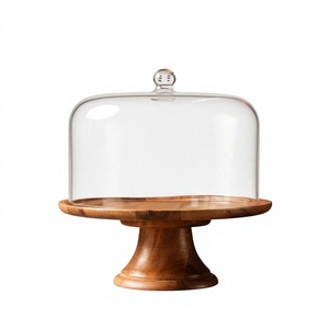 Base de Pastel con Cúpula de Cristal Premium, Pedestal de Madera, Campana para Pastel, Plato Redondo para Exhibición de Postres, para Bodas, Fiestas, Panaderías, Cafeterías, Decoración - Product Image 2