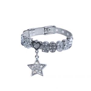 Pulsera de Acero con Colgante de Letras de Diamantes de Imitación KT Estilo Y2K Shibuya Spice, Pulseras de Moda Hechas a Mano - Product Image 4