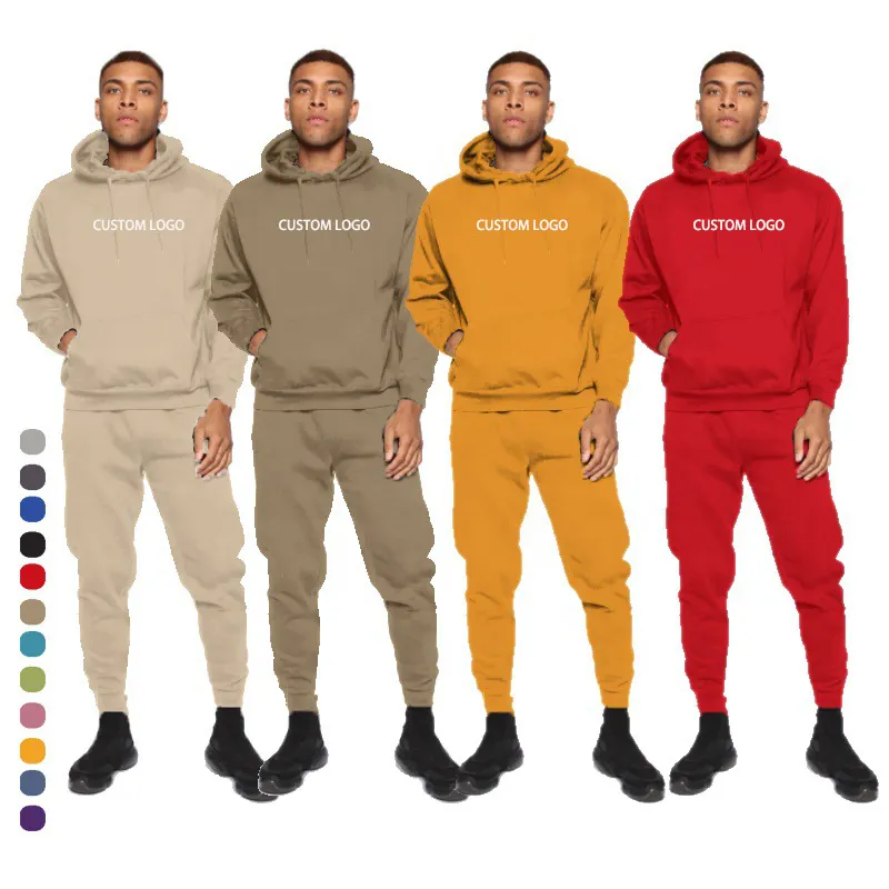 Custom logo 2022 jogging suit 100% polyester sweatsuit thick heavy tracksuits unisex sweatpants and hoodie set men