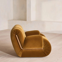 Fauteuil de salon moderne convertible et inclinable en velours moutarde avec ottoman, fauteuil moelleux, mobilier de salon, fauteuil d'appoint design