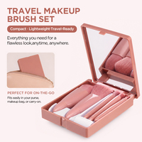 Ensemble de pinceaux de maquillage miniatures professionnels de haute qualité pour le visage, avec logo personnalisé, étiquette privée, pour la maison et les voyages, avec boîte miroir en nylon