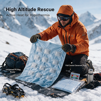 Couverture chauffante activée par l'air, version premium améliorée par rapport à la couverture d'urgence classique en Mylar, 12 panneaux pour la protection contre l'hypothermie en ski