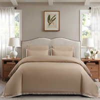 Parure de lit de luxe Alenhome 4 pièces 100 % coton teint uni, housse de couette toutes saisons, drap plat et taies d'oreiller 300TC