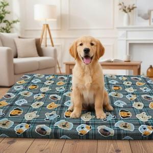 Colchón Ortopédico para Perros Yommy, Base Antideslizante Semirresistente al Agua, Cama para Mascotas en Azul, Marrón y Gris - Product Image 1